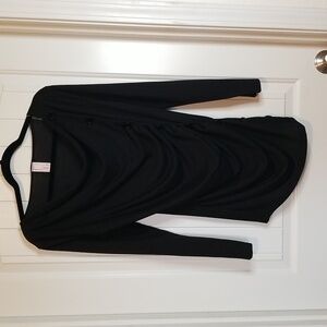 Asymmetrical Draped Black Long Sleeve Top With Chunky Buttons Size Large J Mode